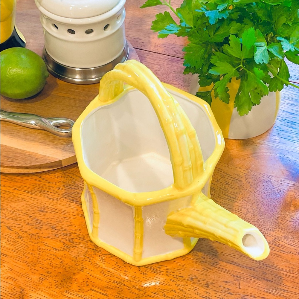 Fitz and Floyd Ceramic Bamboo Watering Can / Planter  💦🌼